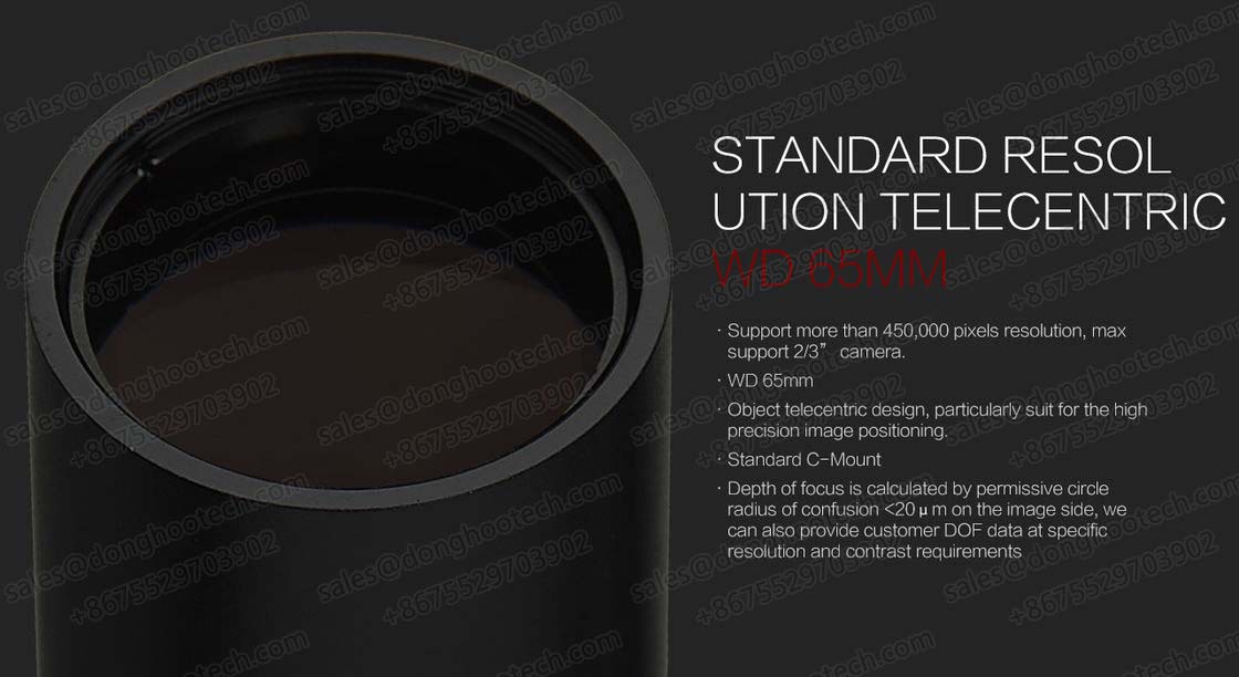  Long Life Span Optical Lens / Telecentric Scanning Lens WD 65MM for Machine Vision 